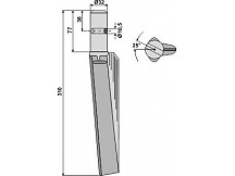 Tine for rotary harrows, left model