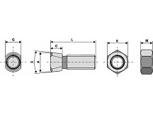 Plough bolt M16 x 2 x 30 with hexagon nut